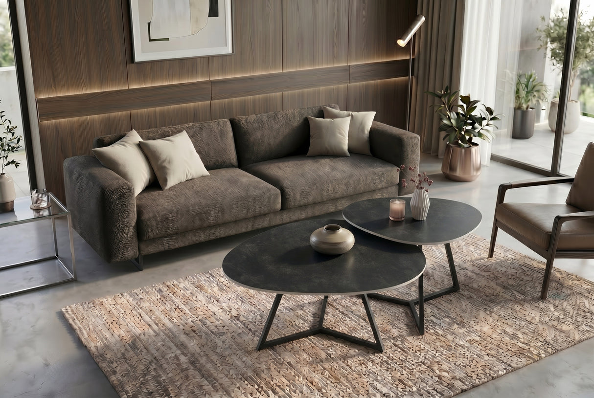 Coffee table MARVELOUS 90cm ceramic grey