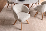 Swivel chair WALKÜRE 180° auto-return w/ armrests spring core textured fabric beige natural