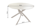 Dining table ALPINE Ø 120cm round travertine ceramic champagne greige
