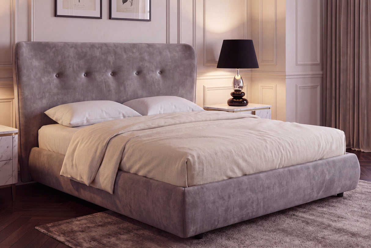 Bed FLORENZ 180x200cm velvet grey