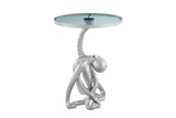 Side table WILDLIFE OCTOPUS 55cm silver illuminated glass plate w/ LED stripes
