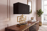 Table lamp ATLANTIS 56cm gold with fabric shade black