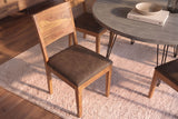 Chair MAKASSAR 80cm microfibre brown and sheesham wood brown stone finish