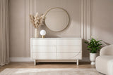 Sideboard SAVOY 150 cm 3D weiß mit weißer Marmorkeramikplatte