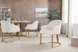 Stuhl EXTRAVAGANCIA beige Cord mit Armlehnen und champagnergoldenem Gestell