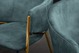 Chair NOBLESSE w/ armrests velvet teal blue golden legs