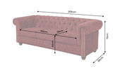 Sofa CHESTERFIELD 205cm 3-Sitzer Samt Rot