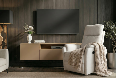 Cinema armchair HOLLYWOOD electrically adjustable textured fabric beige