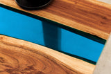 Couchtisch LIQUID 110cm Akazienholz blau Epoxidstreifen