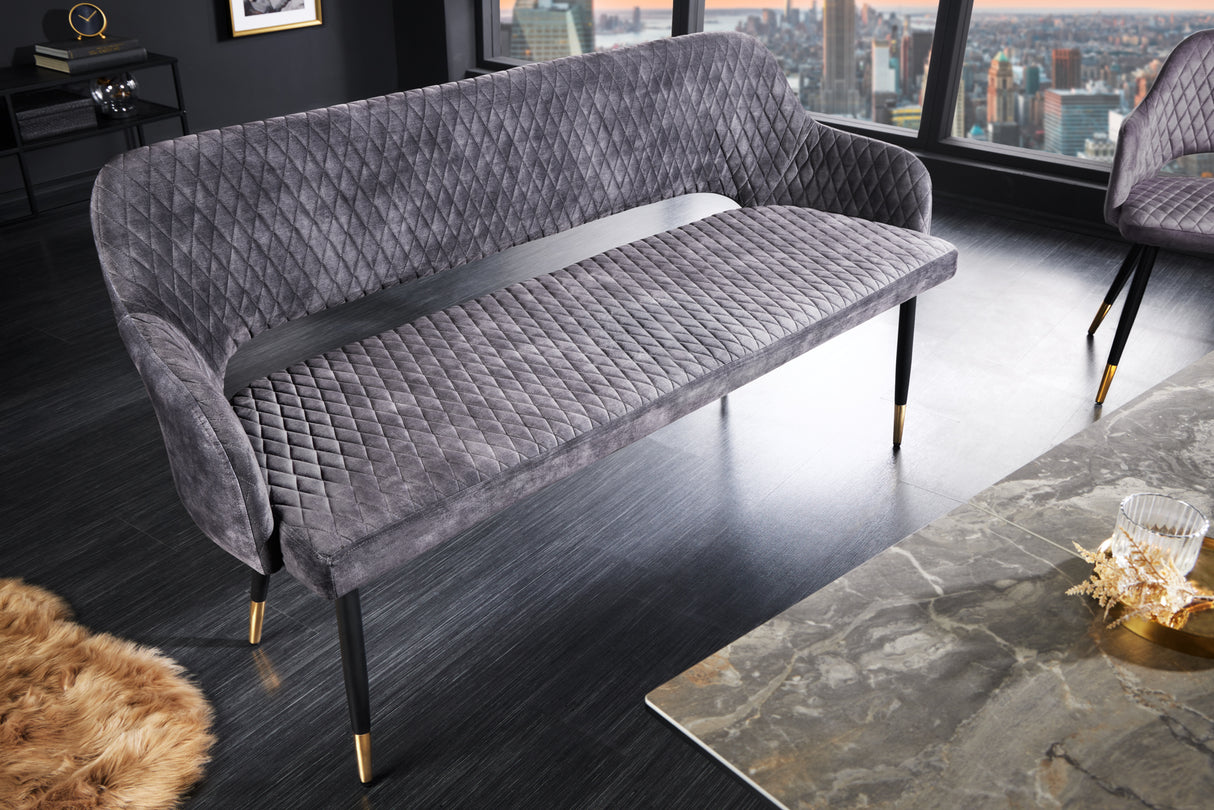 Bench PARIS 160cm velvet grey