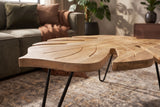 Couchtisch LEAF 75 cm mit Hairpin-Beinen Mangoholz natur