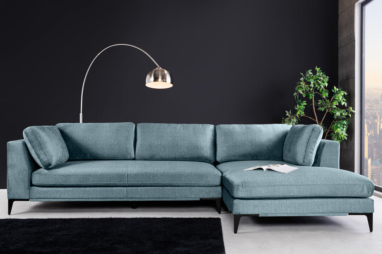 Ecksofa SIGNUM XL 315cm 3-Sitzer mit Ottomane rechts Samt Petrol