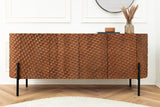 Sideboard ADLON 180cm 3D Mangoholz braun mit schwarzen Metallbeinen