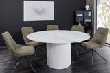 Dining table UNIQUE 120cm round white frame ceramic white marble top