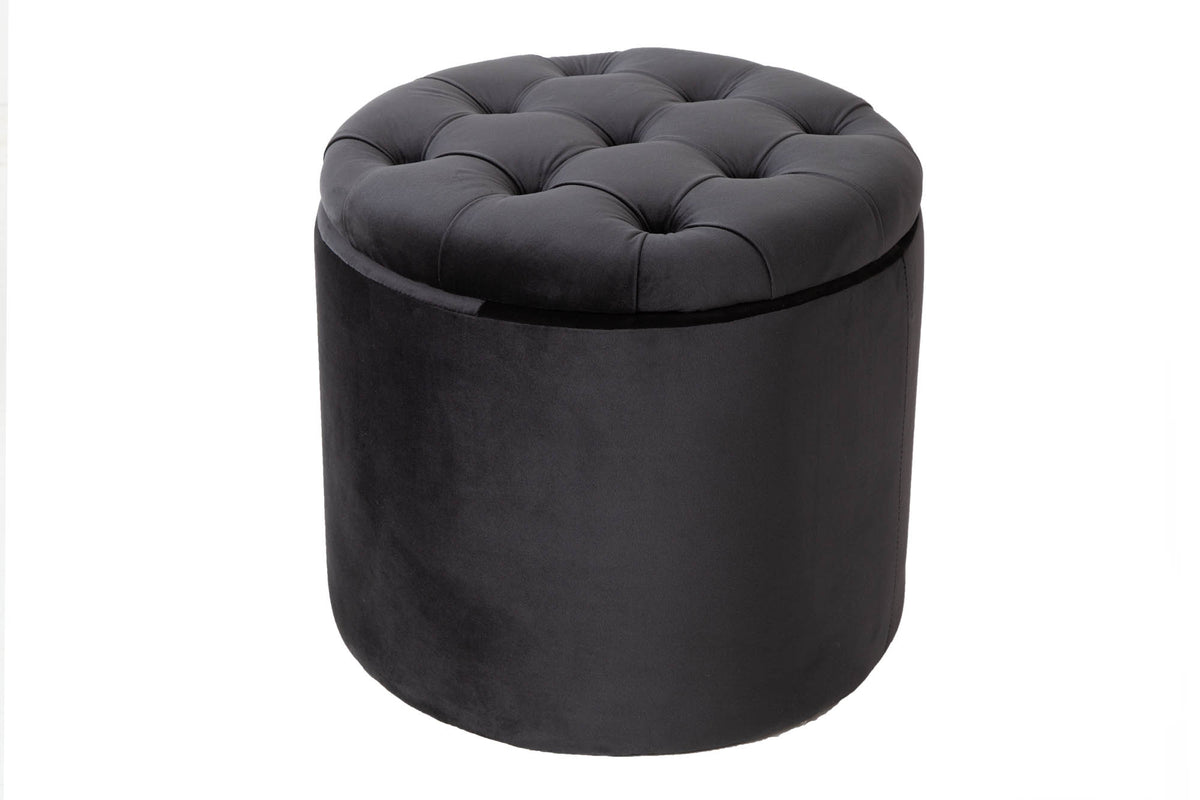 Taburet MODERN BAROCK STORAGE 50cm samet černý