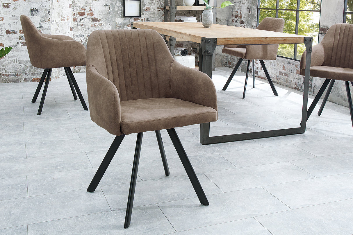 Stuhl LUCCA mit Armlehnen Mikrofaser taupe braun 