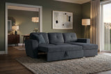 Schlafsofa APARTMENT 245cm 3-Sitzer mit Ottomane und Stauraum Strukturstoff grau