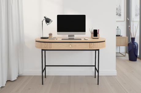 Office desk ATELIER 120cm natural oak wood look w/ black metal frame