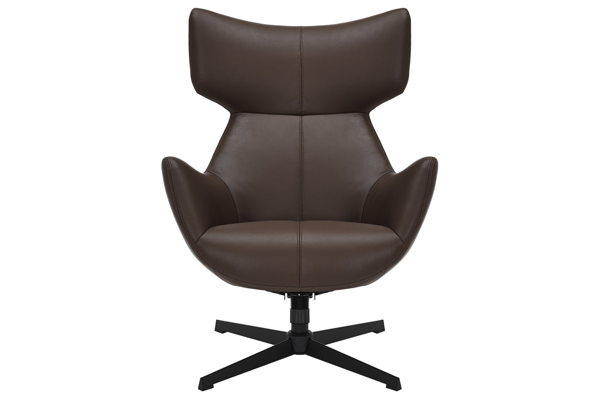 Sessel VOGUE 360° drehbar Kunstleder braun mit schwarzem Metallgestell