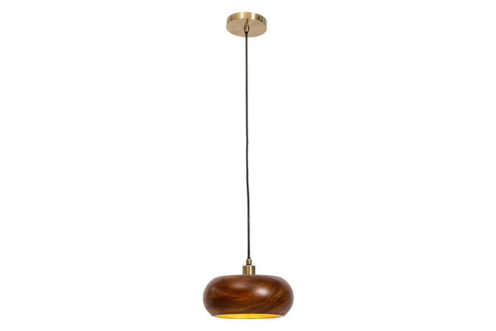 Pendant Lamp ALVA 25cm iron and acacia wood natural