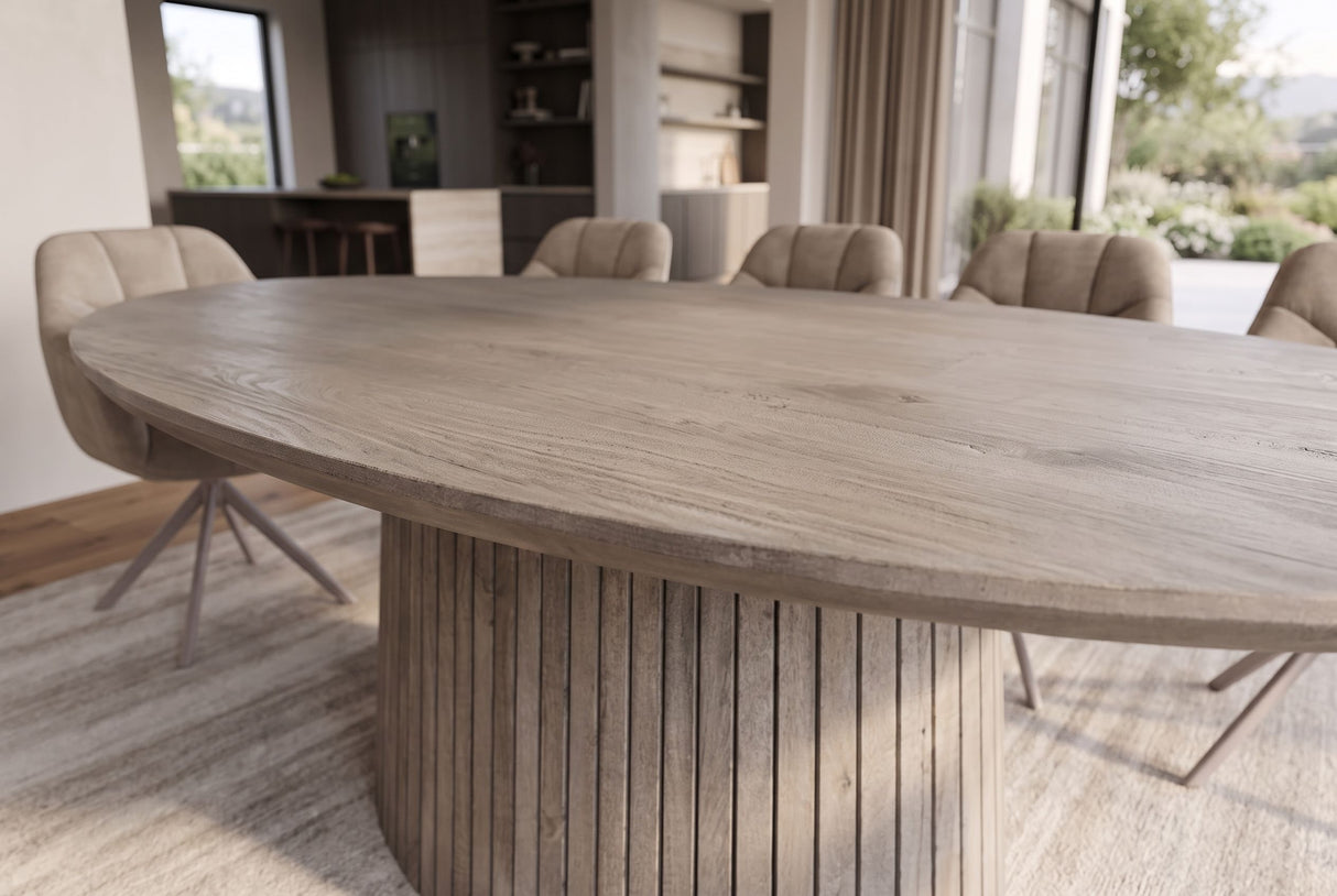 Dining table ART DECO 220cm oval table top mango wood grey smoke