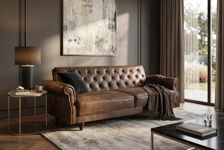 Sofa bed MAISON BELLE AFFAIRE 220cm microfibre antique brown
