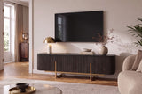 TV-Board GATSBY 160cm Retro Stil Mangoholz schwarz gold
