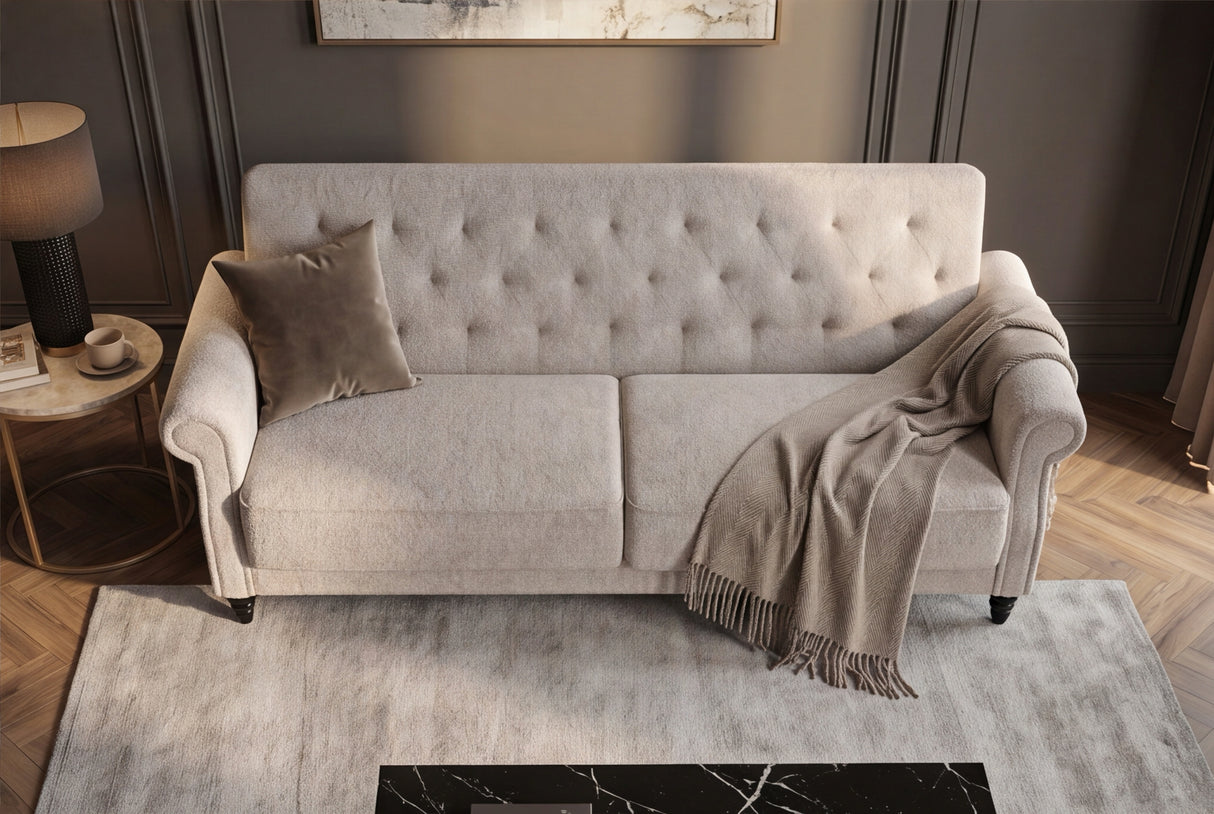 Schlafsofa MAISON BELLE AFFAIRE 220cm Bouclé Greige