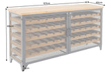 Weinschrank BODEGA 130cm für 55 Flaschen Tannenholz natur mit schwarzem Metallrahmen