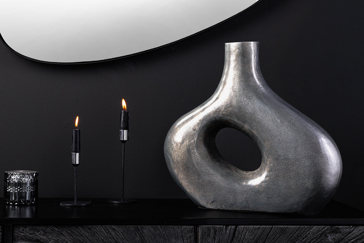 Vase RING 40cm metal dark grey handmade