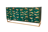 Sideboard GOLDEN LAGOON 180cm 3D Mangoholz Türkis Metall Gold