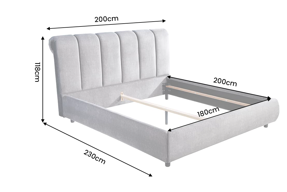 Bed MILANO 180x200cm vogue velour velvet grey
