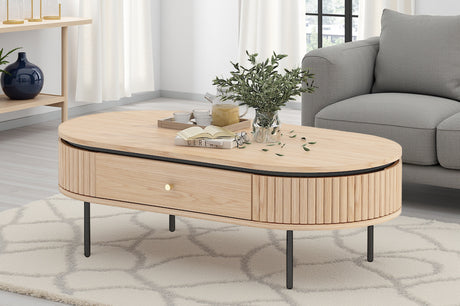 Coffee table ATELIER 120cm natural oak wood look w/ black legs
