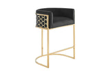 Barhocker ELEGANCE Samt schwarz mit goldenem Edelstahlgestell