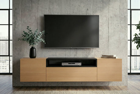 TV-Wand LOFT 160 cm hängend natur schwarz