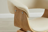 Stuhl ORGANIC mit Armlehnen Kunstleder cremebeige und Gestell in Eichenholzoptik