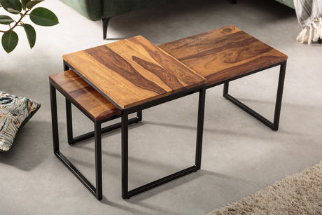 Coffee table ELEMENTS 40+100cm set of 2 sheesham wood