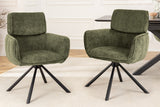 Swivel chair UNIQUE 180° w/ armrests chenille fabric green and black legs