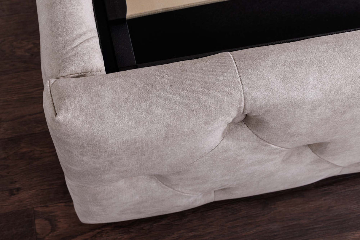 Bed PARIS 160x200cm CHESTERFIELD look velvet champagne beige w/ storage space