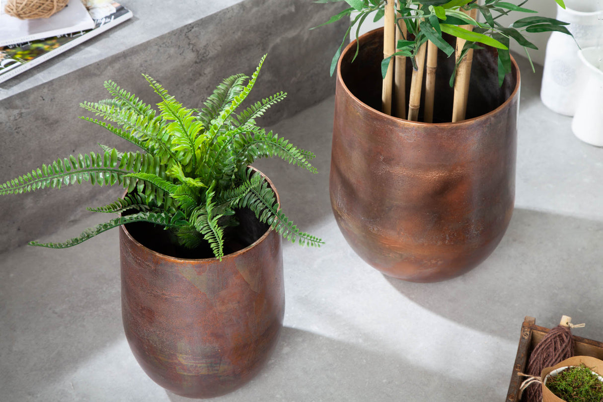 Planter FLOWERS large set of 2 mottled copper