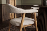 Chair VALHALLA WOOD w/ armrests textured fabric creamy and oak wood natural