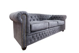 Sofa CHESTERFIELD 3-seater microfibre antique grey