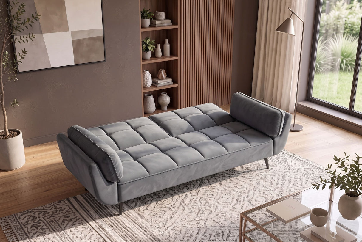 Schlafsofa BOUTIQUE 215cm mit Armlehnen Samt grau