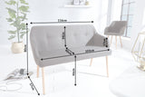 Bench SCANDINAVIA 116cm with armrests textured fabric dark grey