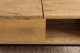 Coffee table MAKASSAR FUNCTION 110cm height adjustable mango wood natural creamy w/ storage space