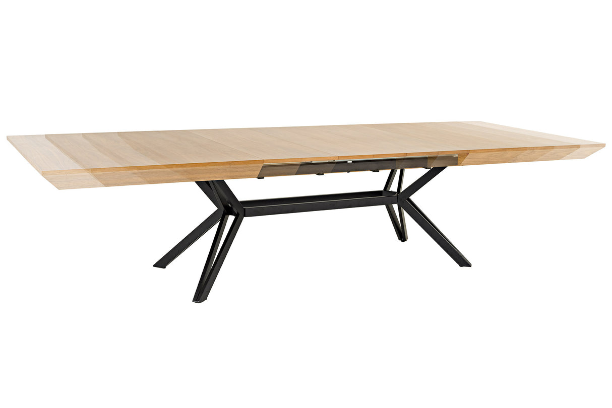 Esstisch GIANT 180-320cm ausziehbar in naturfarbener Eichenholzoptik mit schwarzem Metallgestell