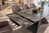 Dining table DIAMOND 180-260cm extendable ceramic taupe w/ geometric black iron base