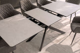 Esstisch ALPINE 160-200cm ausziehbar Keramik Beton taupe mit schwarzem Sternfuß