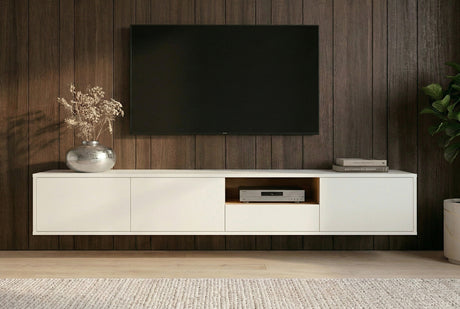 TV-Wand LOFT 200 cm hängend weiß natur