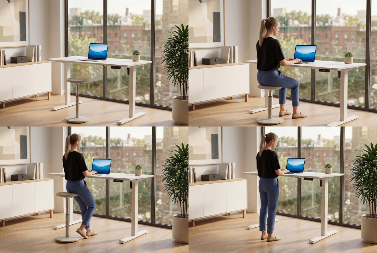 Bürotisch WHITE DESK 140cm höhenverstellbar anthrazit mit weißem Gestell
